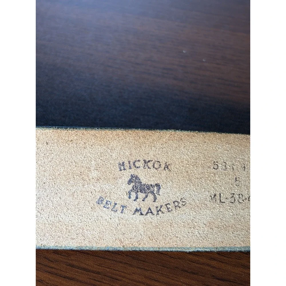 Hickok Belt Makers Brown Leather Belt Gold Tone Buckle Men's 38-40 Cowhide US
